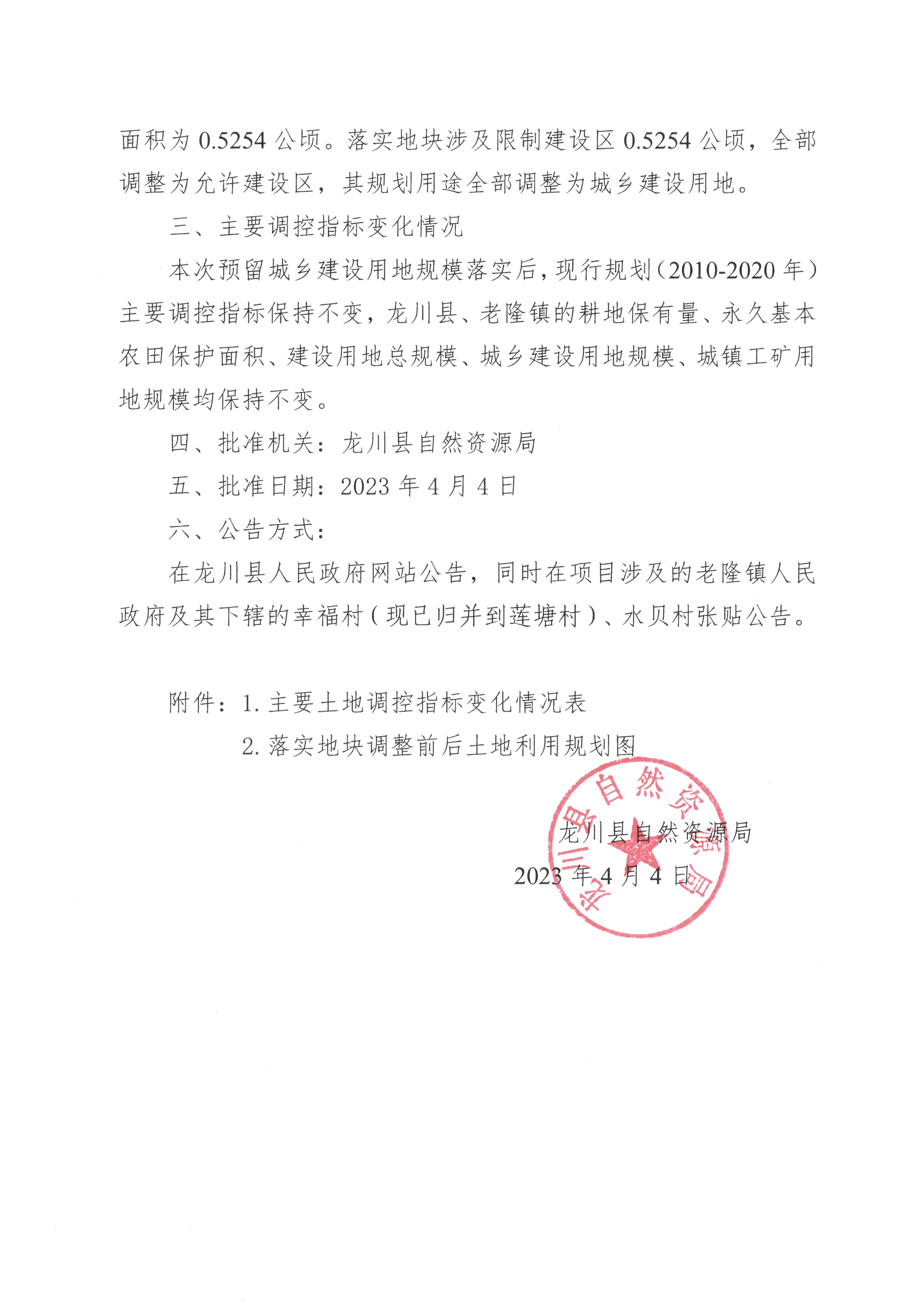 关于《河源市龙川县预留城乡建设用地规模使用审批表（老隆镇幸福村、水贝村）》成果的公告-2.jpg